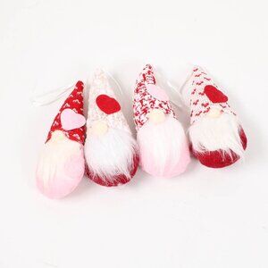 💖 Pocketful of Love! Mini Valentine's Gnome Ornament Set of 4! 💖 Brand New!